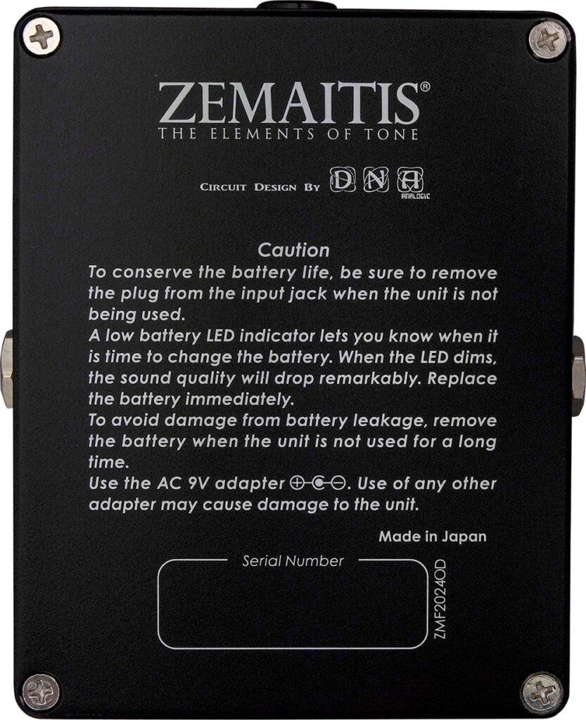 Zemaitis ZMF2024OD Metal Front Overdrive Pedal