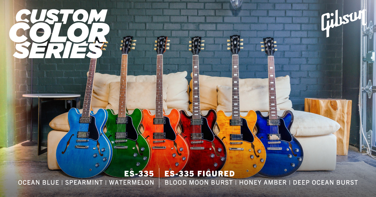 ギブソン『Custom Color Series』に、『ES-335』と『ES-335 Figured』が各3色ずつ登場！