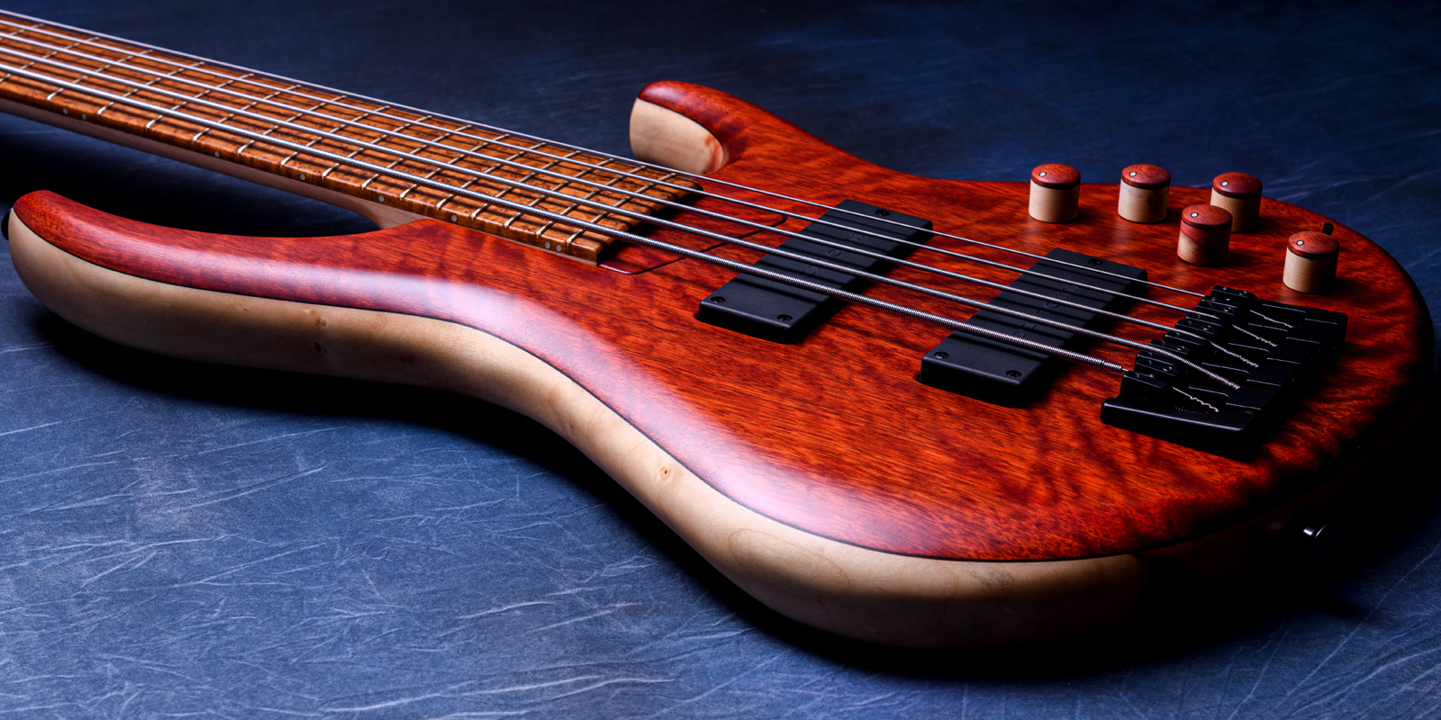 MTD NAMM Show 2025 / 535-24 Flame Red Bloodwood 10 Top, Box Elder Body, Roasted Birds Eye Maple Fingerboard