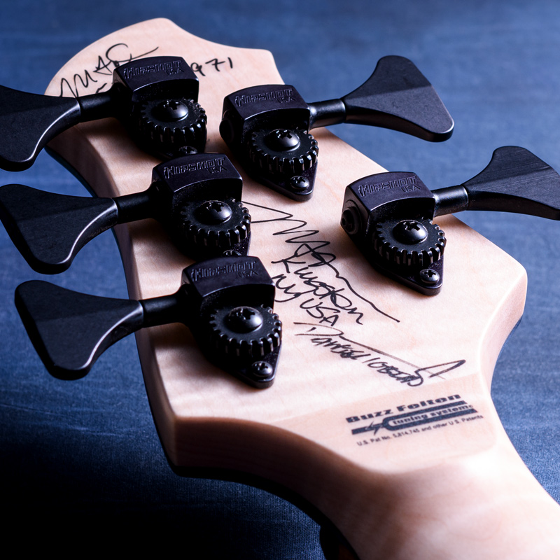 MTD 535-24 Quilt Maple Top Colord Ocean Blue Fade Dark Horns, Roasted Birds Eye Maple Fingerboard